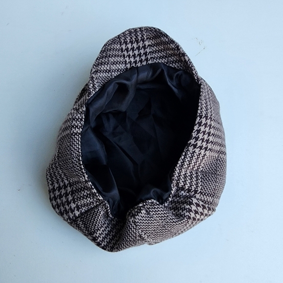 Kids Boys Newsboy Cap Tweed Flat Beret Cabbie Hat Brown Houndstooth 6-12 Mos - Picture 5 of 7
